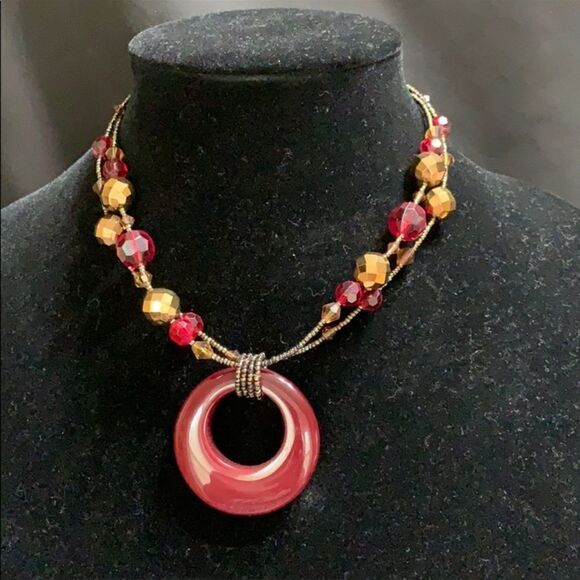 Lia Sophia CINNABAR Pendant Necklace Two Strand - Picture 1 of 4